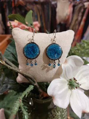 Cracked Ceramic Earrings Blue (2) *E263