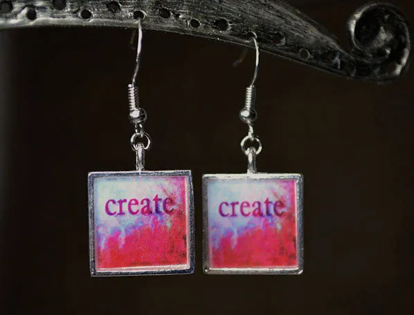 CREATE - Dangle Earrings, handmade resin