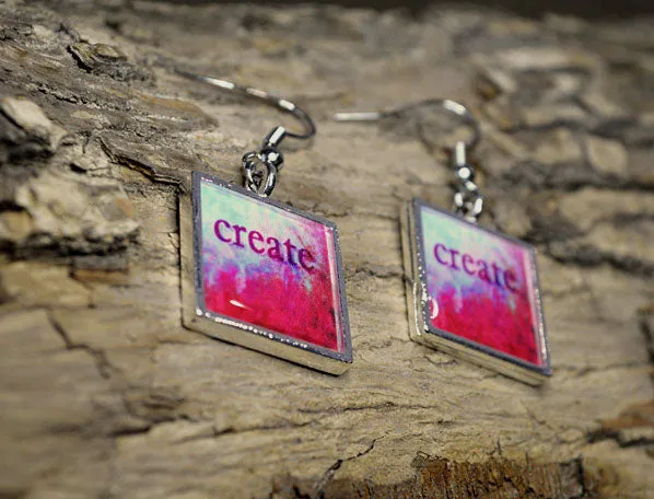 CREATE - Dangle Earrings, handmade resin