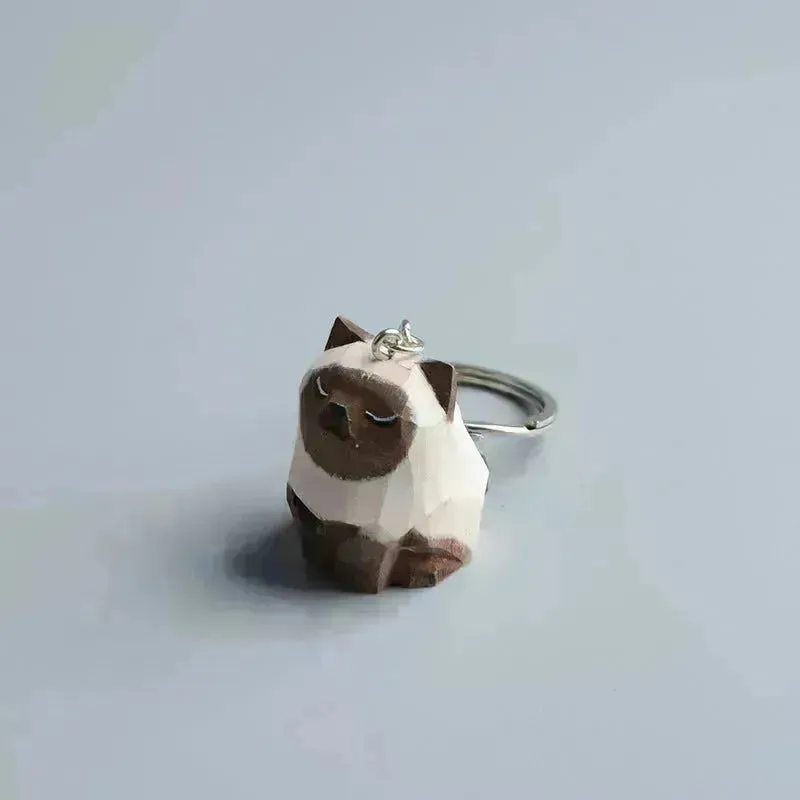 Creative Decorative Hand carved wooden Cat Trinkets Ornaments