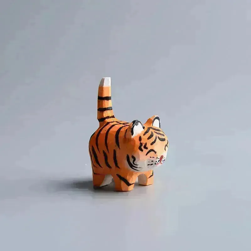 Creative Decorative Hand carved wooden Cat Trinkets Ornaments