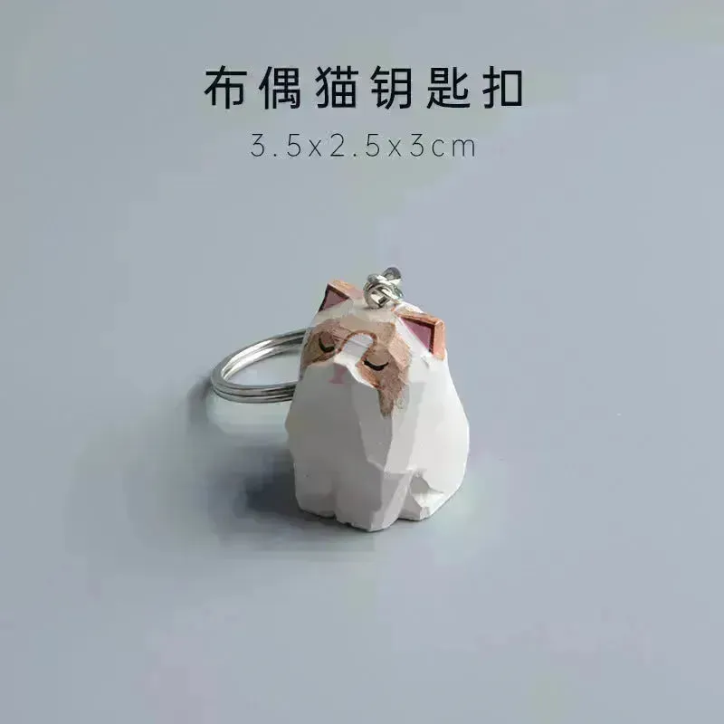 Creative Decorative Hand carved wooden Cat Trinkets Ornaments