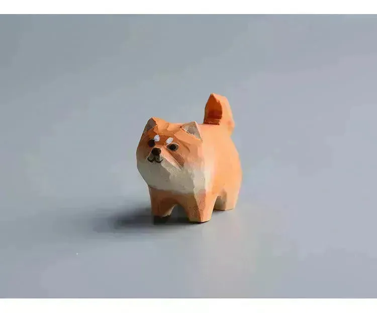 Creative Decorative Hand carved wooden Cat Trinkets Ornaments