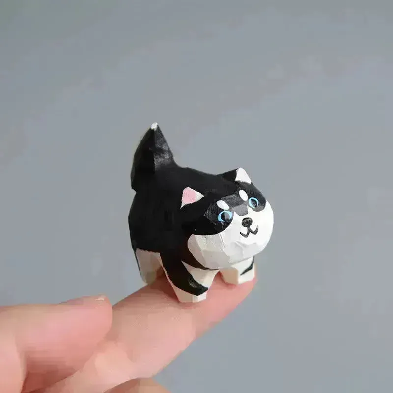 Creative Decorative Hand carved wooden Cat Trinkets Ornaments