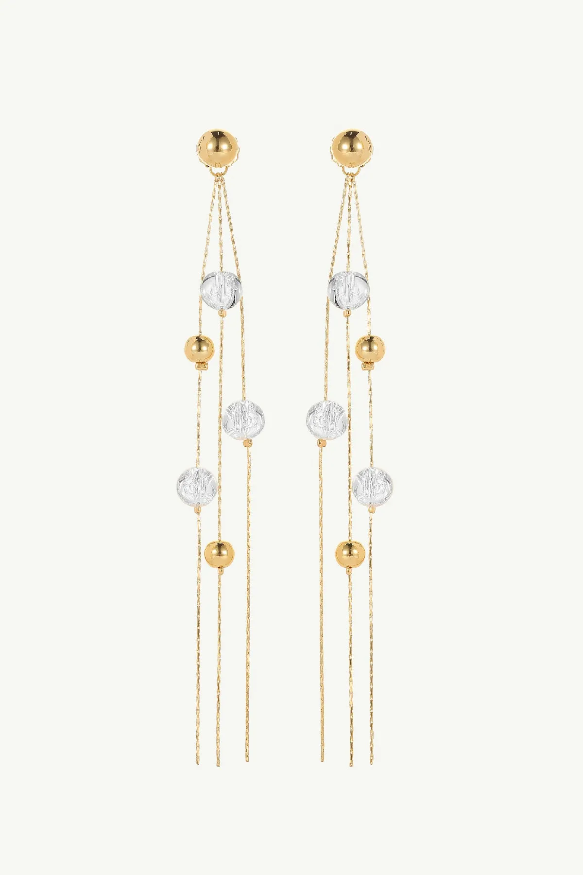 Crystal and Gold Bead Drop Earrings