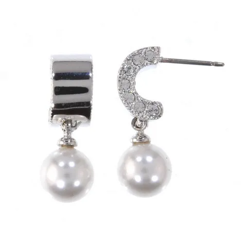 crystal drop rhodium earring
