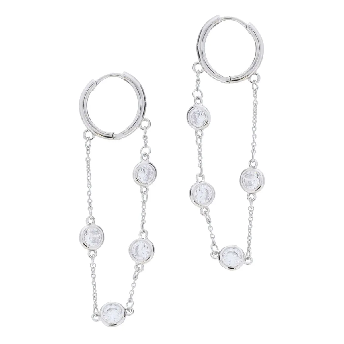 Crystal Station Draped Loop Chain Earrings