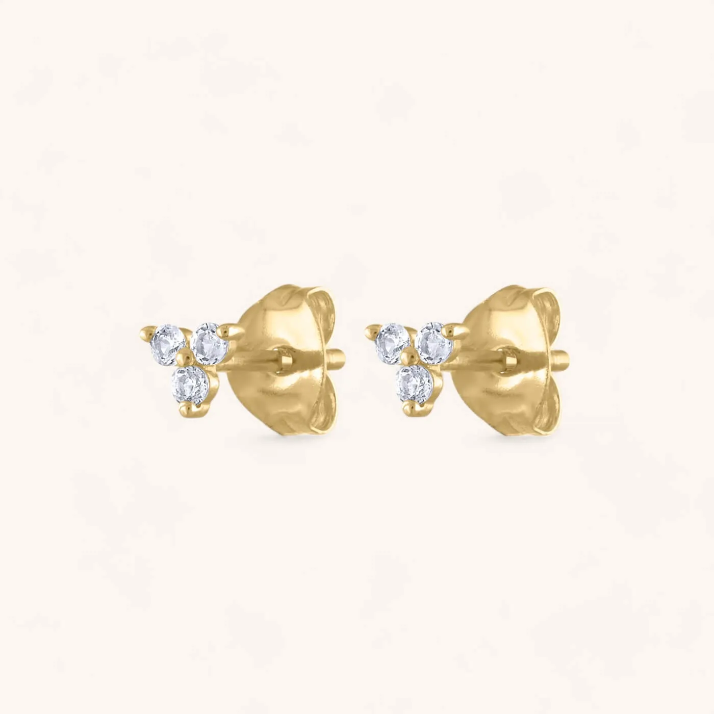 Crystal Trinity Studs in 14k Gold