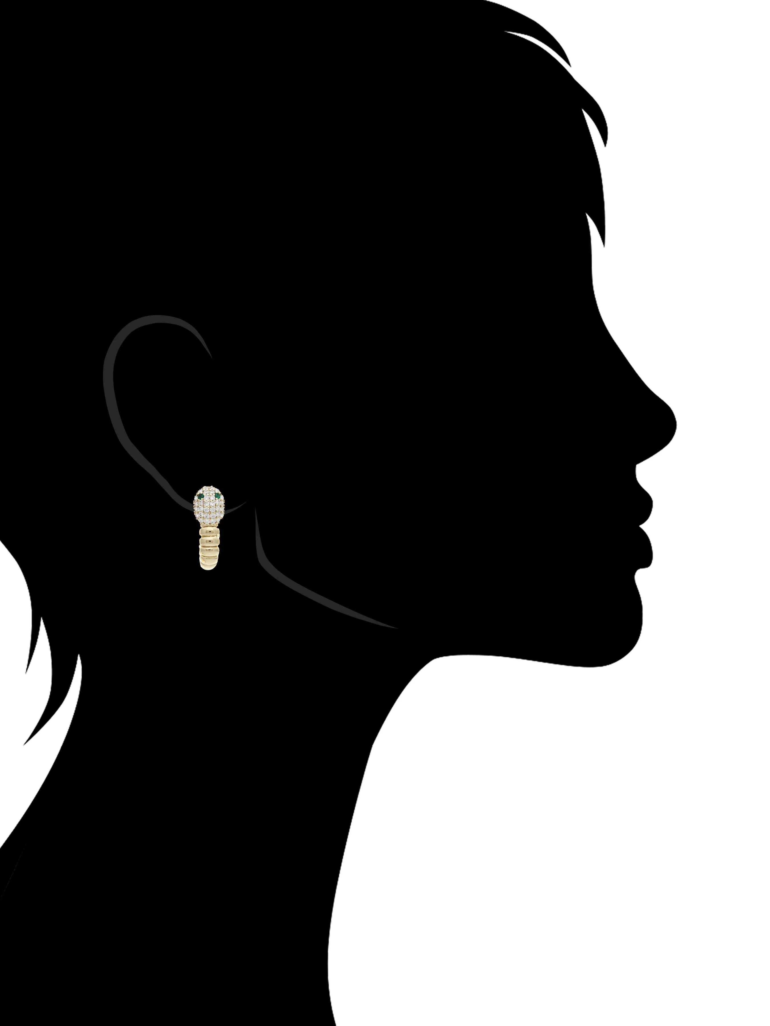 Cubic Zirconia Encrusted Snake with Emerald Crystal Eyes Earrings
