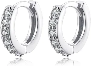 Cubic Zirconia Pave Cz Hoop Earrings Huggie Tiny Mini Small for Cartilage Sterling Silver Gold Plated 11mm 9mm 8mm 7mm Hoop Earrings