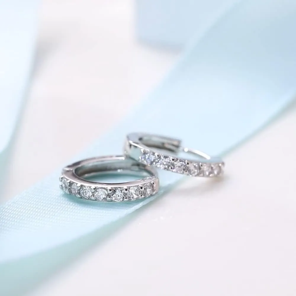 Cubic Zirconia Pave Cz Hoop Earrings Huggie Tiny Mini Small for Cartilage Sterling Silver Gold Plated 11mm 9mm 8mm 7mm Hoop Earrings