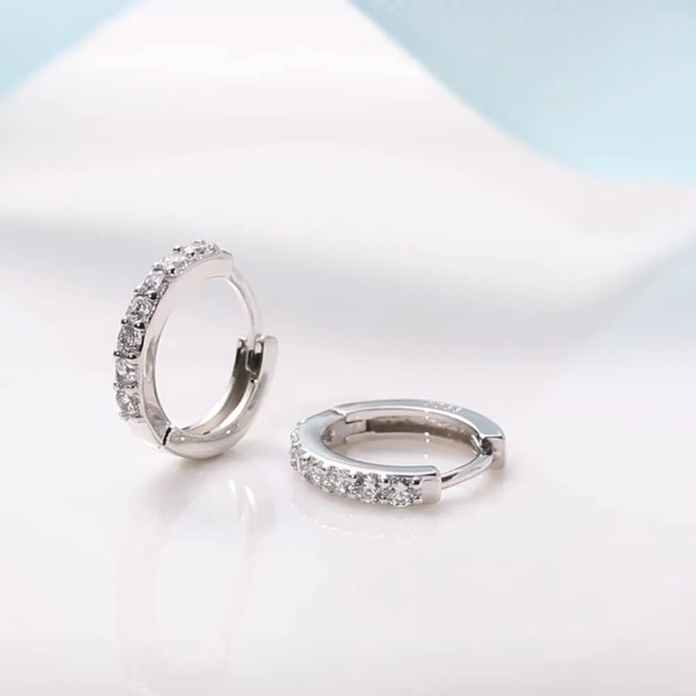 Cubic Zirconia Pave Cz Hoop Earrings Huggie Tiny Mini Small for Cartilage Sterling Silver Gold Plated 11mm 9mm 8mm 7mm Hoop Earrings
