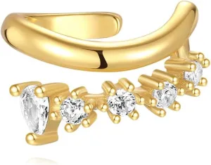 Cubic Zirconia Rhinestone Ear Cuffs for Women Cartilage Earrings S925 Sterling Silver Double Layers Wrap Earrings Faux Huggie Hoop Non Piercing Clip On Trendy Jewelry