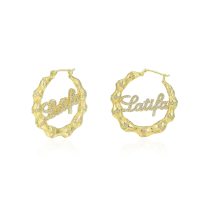 Custom Name Bamboo Joint Hoop Earring
