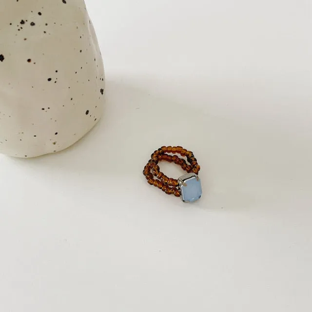 Cute Transparent Resin Acrylic  Square Round Rings