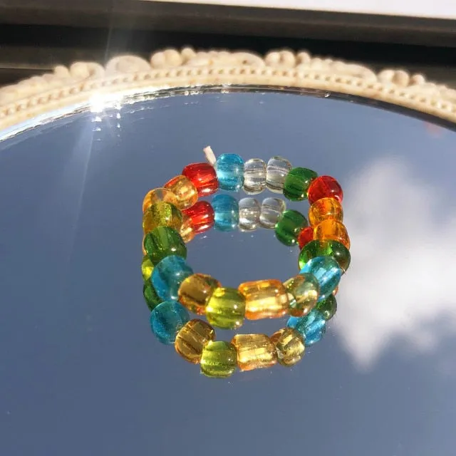 Cute Transparent Resin Acrylic  Square Round Rings