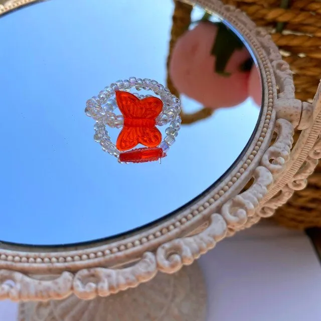 Cute Transparent Resin Acrylic  Square Round Rings