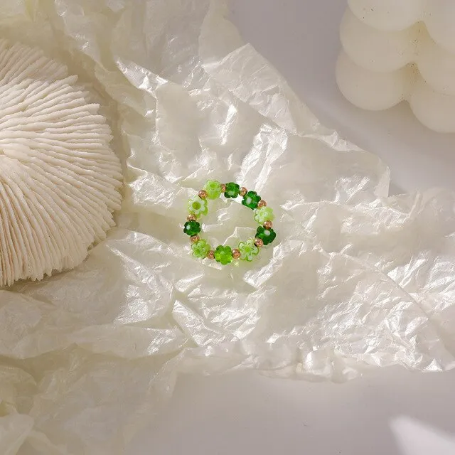 Cute Transparent Resin Acrylic  Square Round Rings