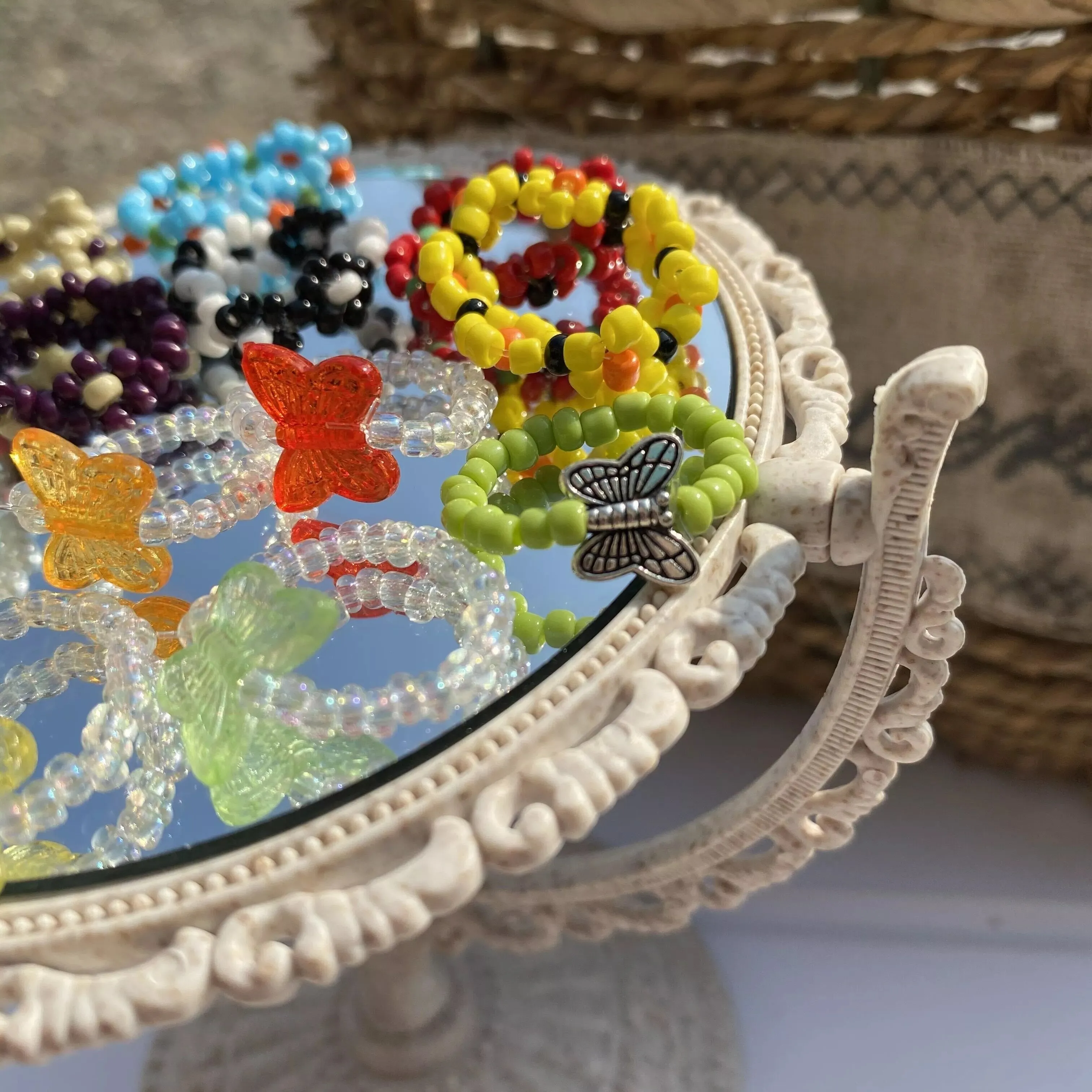 Cute Transparent Resin Acrylic  Square Round Rings