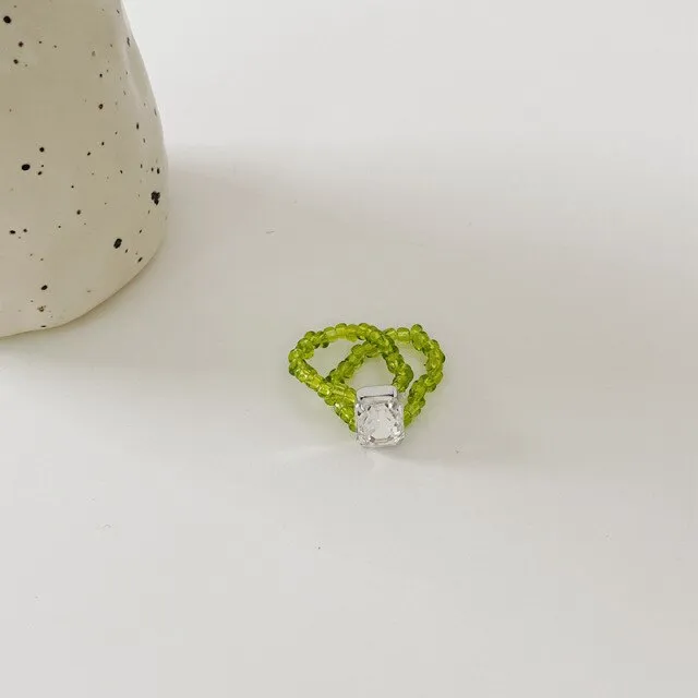 Cute Transparent Resin Acrylic  Square Round Rings