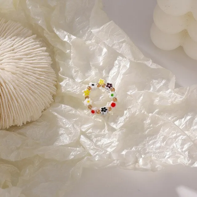 Cute Transparent Resin Acrylic  Square Round Rings