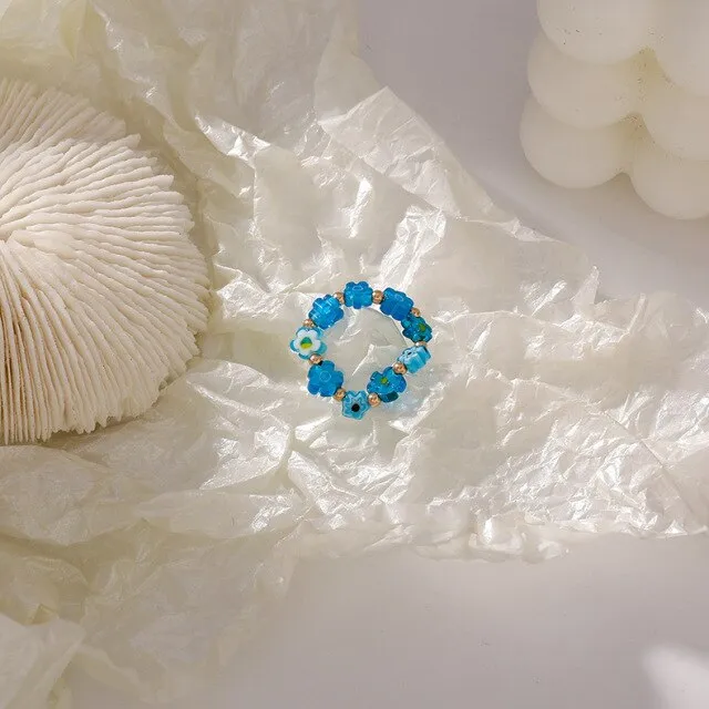 Cute Transparent Resin Acrylic  Square Round Rings