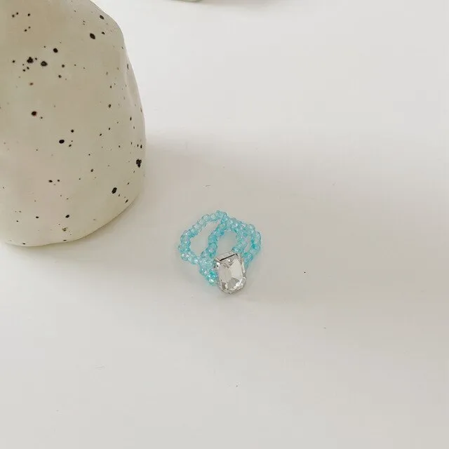 Cute Transparent Resin Acrylic  Square Round Rings