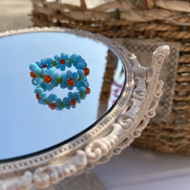 Cute Transparent Resin Acrylic  Square Round Rings