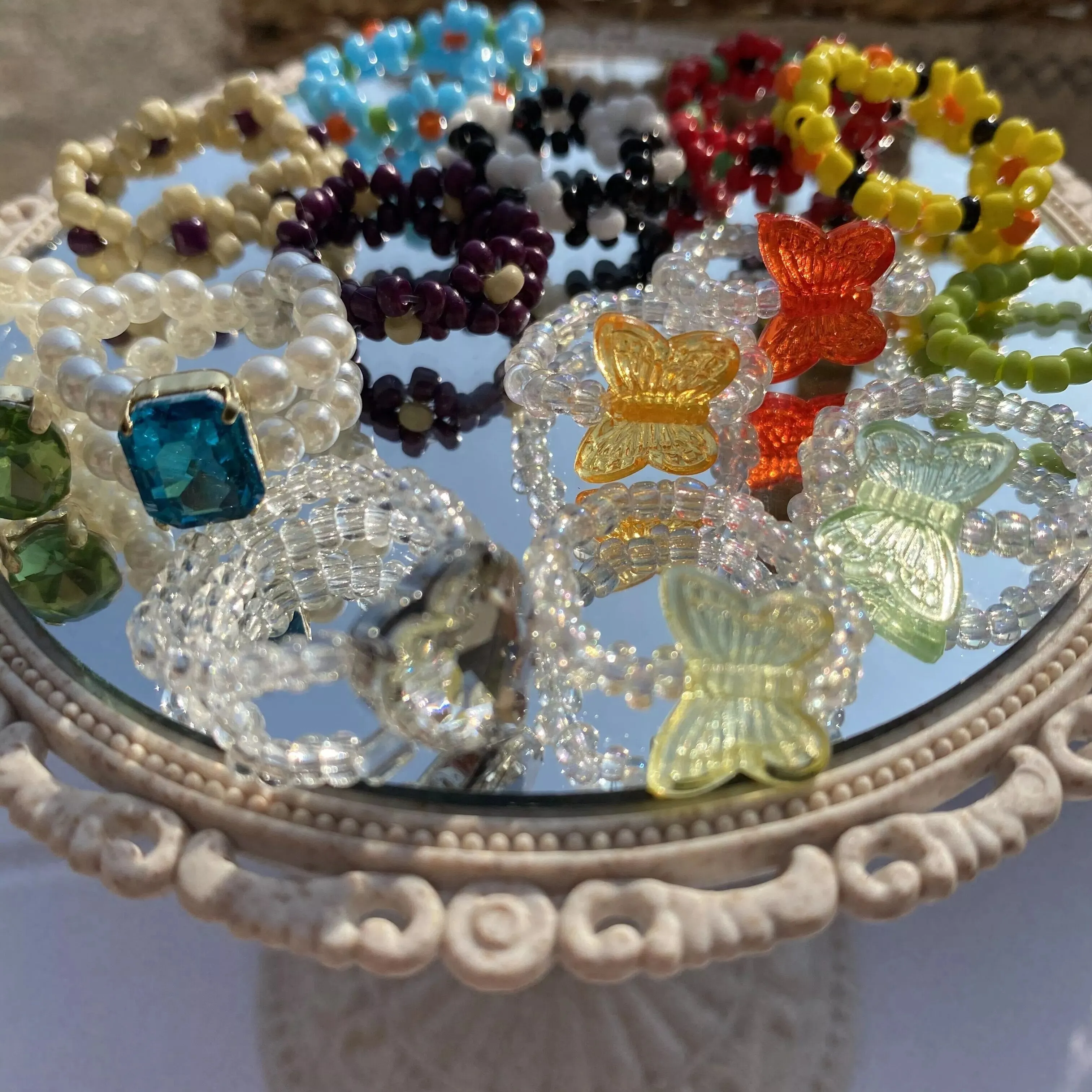 Cute Transparent Resin Acrylic  Square Round Rings