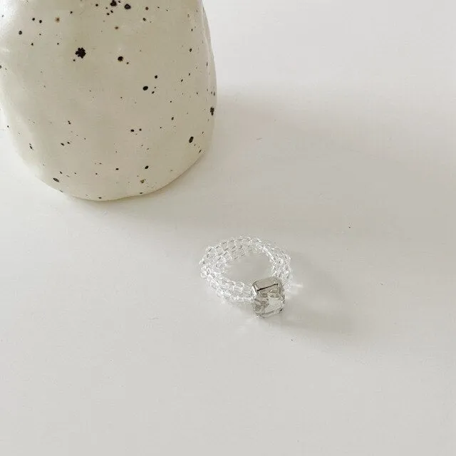 Cute Transparent Resin Acrylic  Square Round Rings