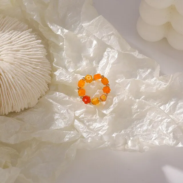 Cute Transparent Resin Acrylic  Square Round Rings