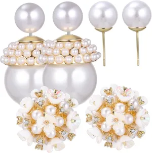 Cute Women's Pearl Earrings Double Sided Studs for Wedding Party and Everyday Occasions