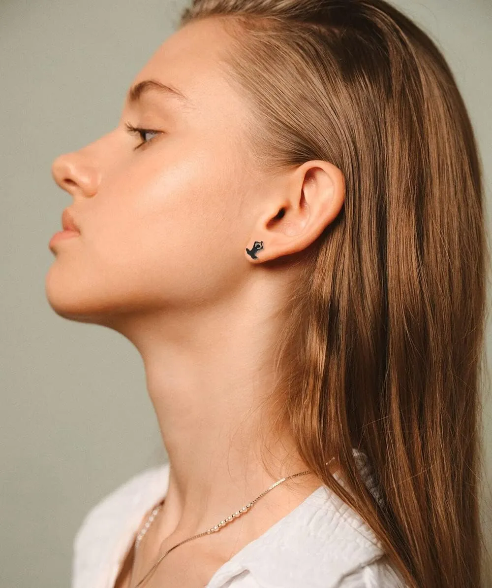Cute Yoga Figure Asymmetrical Stud Earrings Stainless Steel Cartilage Piercing Studs Earring Minimalist Hindu Jewelry Gifts for Women Bff