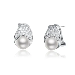 CZ Sterling Silver Pearl Earrings