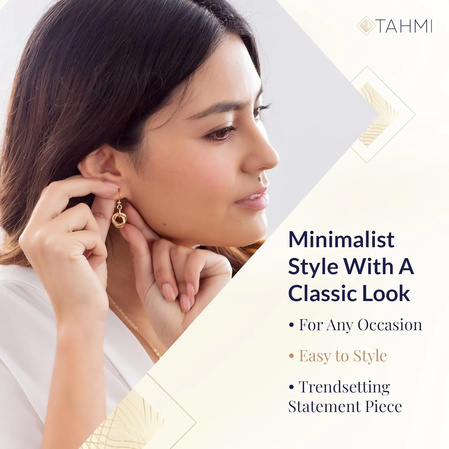 Dainty 14K Yellow Gold-Filled Simple Circle Love Knot Dangle Earrings Elegant Designer Jewelry Gift Idea for Classy Minimalist Women (Leverback)