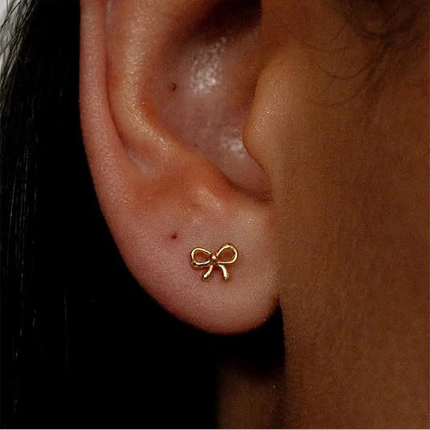 Dainty 18K Bow Gold Earrings for Women Christmas Bow Earrings Stud Earrings for Women Minimalist Earrings for Women Ribbon Earrings Cute Earrings for Women