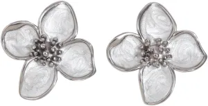 Dainty Flower Stud Earrings for Women Stainless Steel Minimalist Pierced Ear Earrings Four Petals Floral Statement Earrings