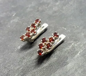 Dainty Garnet Earrings - Genuine Garnet Earrings - Red Vintage Earrings