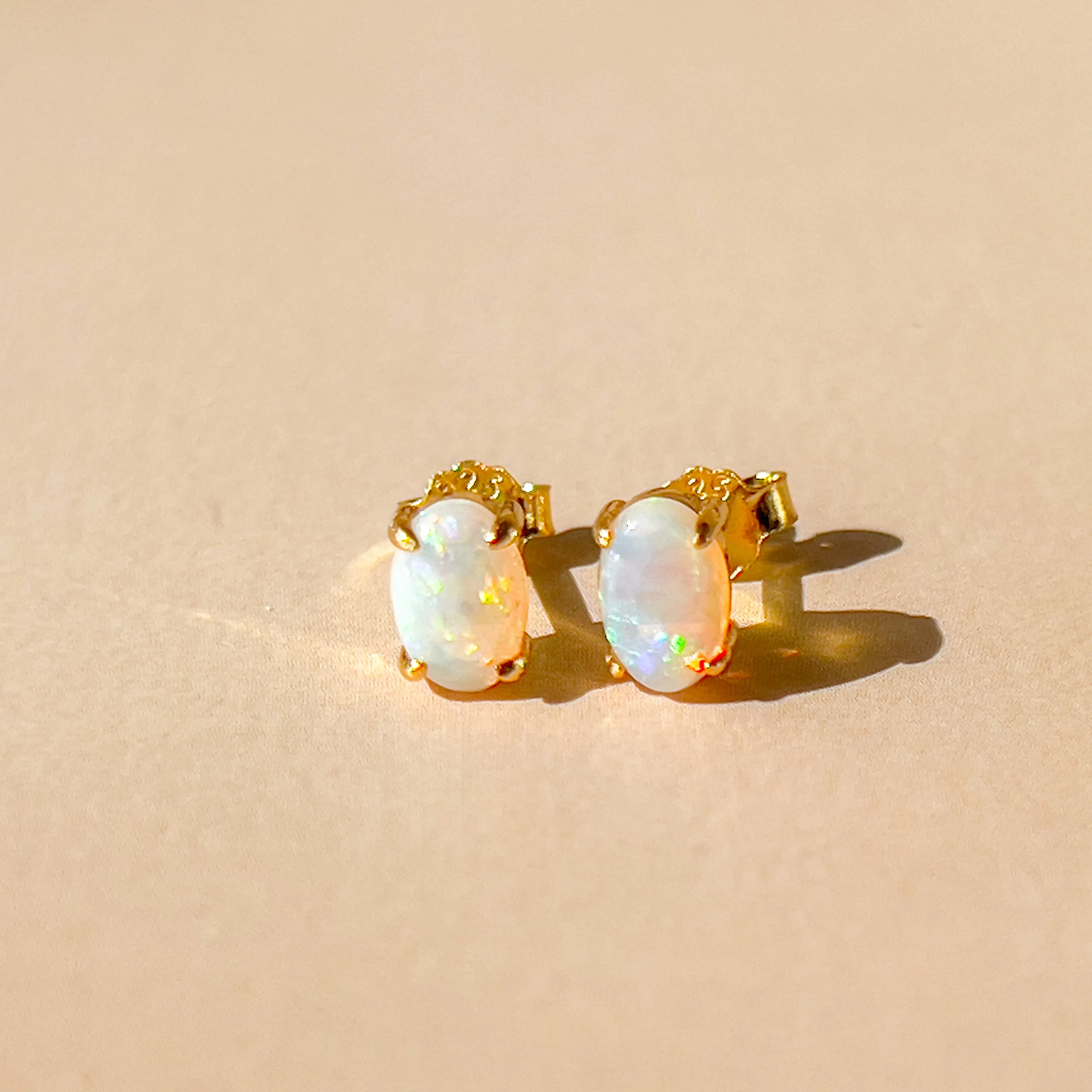 Dainty Opal & Crystal Earrings - Handmade Gold/Silver Studs | Perfect Gift for Her | Minimalist & Cute Jewelry