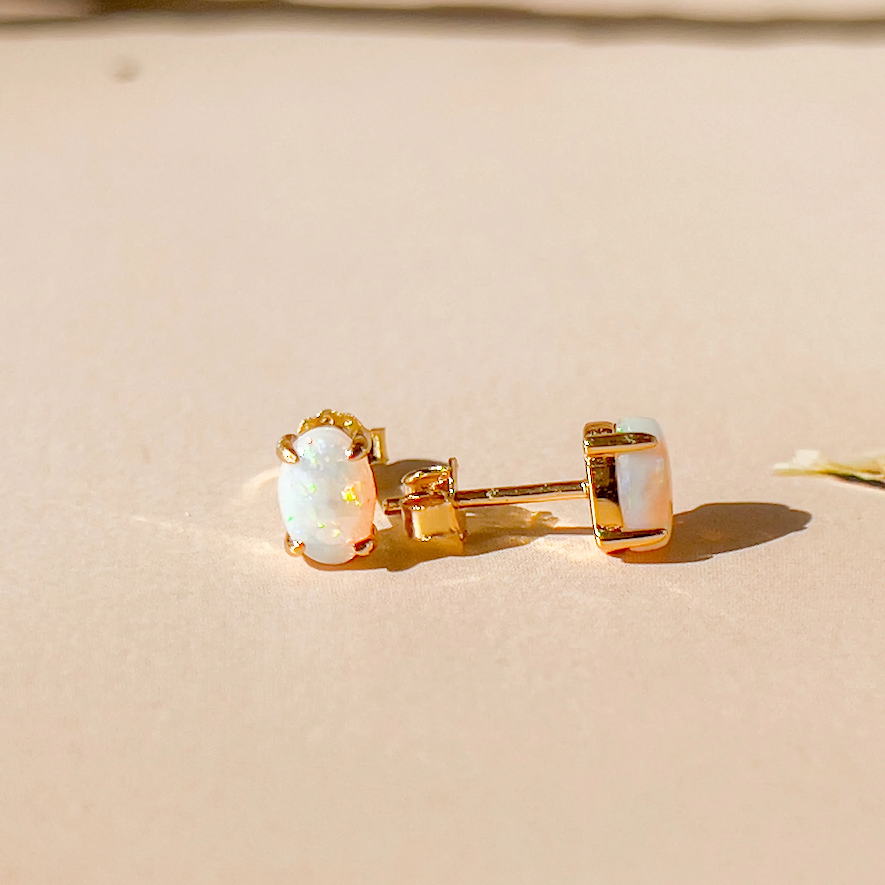 Dainty Opal & Crystal Earrings - Handmade Gold/Silver Studs | Perfect Gift for Her | Minimalist & Cute Jewelry