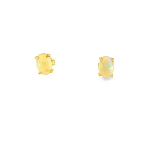 Dainty Opal & Crystal Earrings - Handmade Gold/Silver Studs | Perfect Gift for Her | Minimalist & Cute Jewelry
