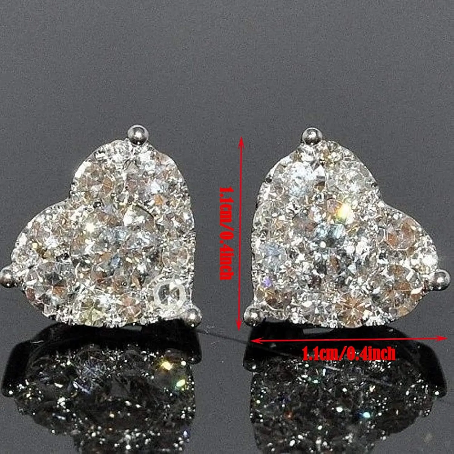 Dazzling Heart Stud Earrings for Women Dainty Cubic Zirconia Wedding Earrings Diamond Engagement Earrings (Multicolor, One Size)