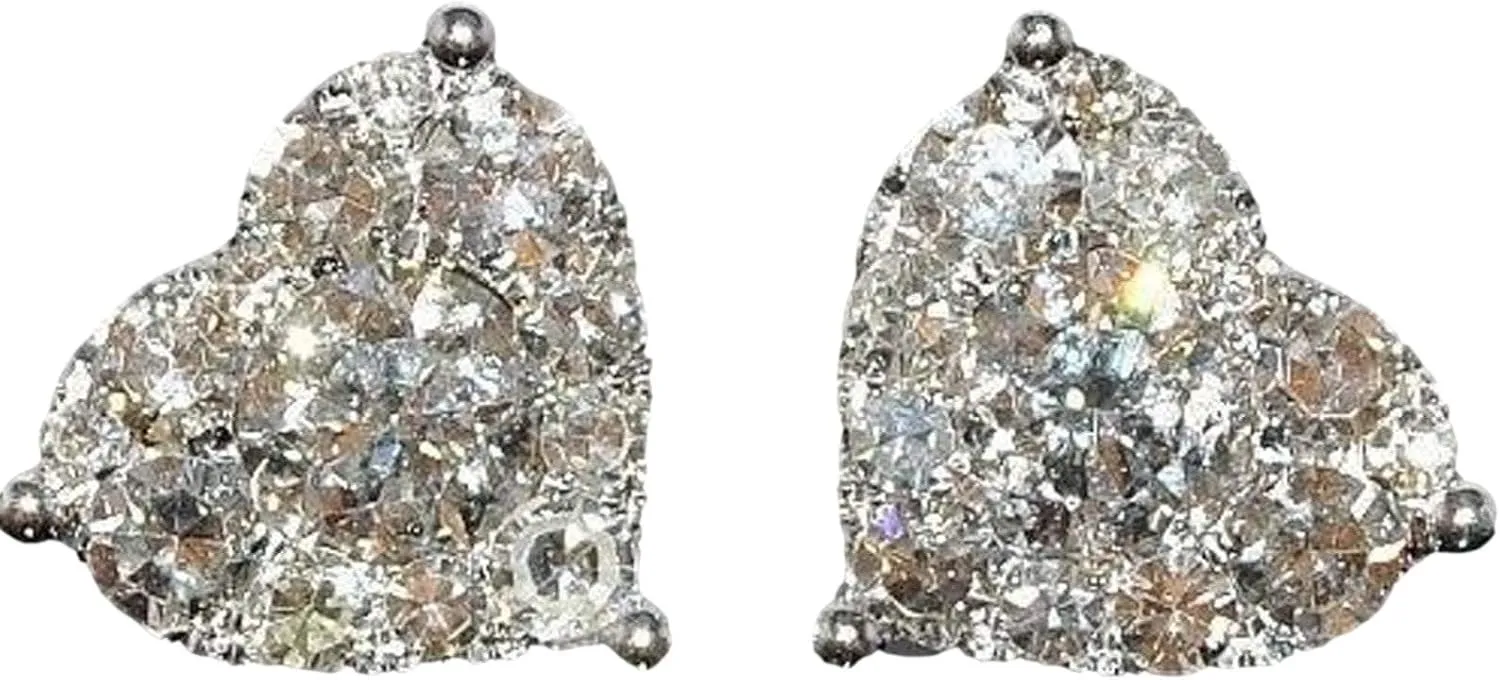 Dazzling Heart Stud Earrings for Women Dainty Cubic Zirconia Wedding Earrings Diamond Engagement Earrings (Multicolor, One Size)