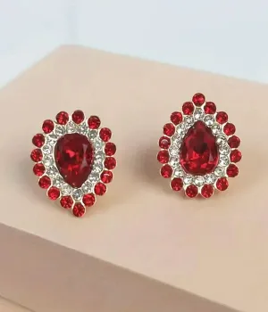 Dazzling Ruby Red Crystal Teardrop Earrings - Elegance Redefined