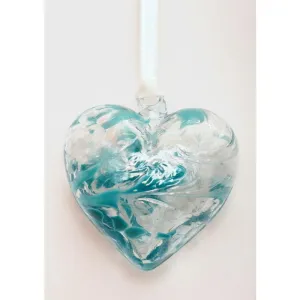 December (Turquoise) Birthstone Blown Glass Heart