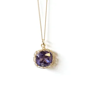 Deep Purple Swarovski Crystal Necklace , Purple Pendant in a Gold Wire Crochet Nest , Bridesmaids Gift