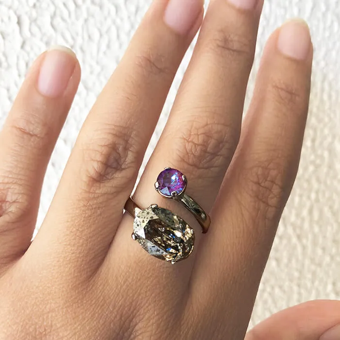 Delite Dual Crystal Statement Rings