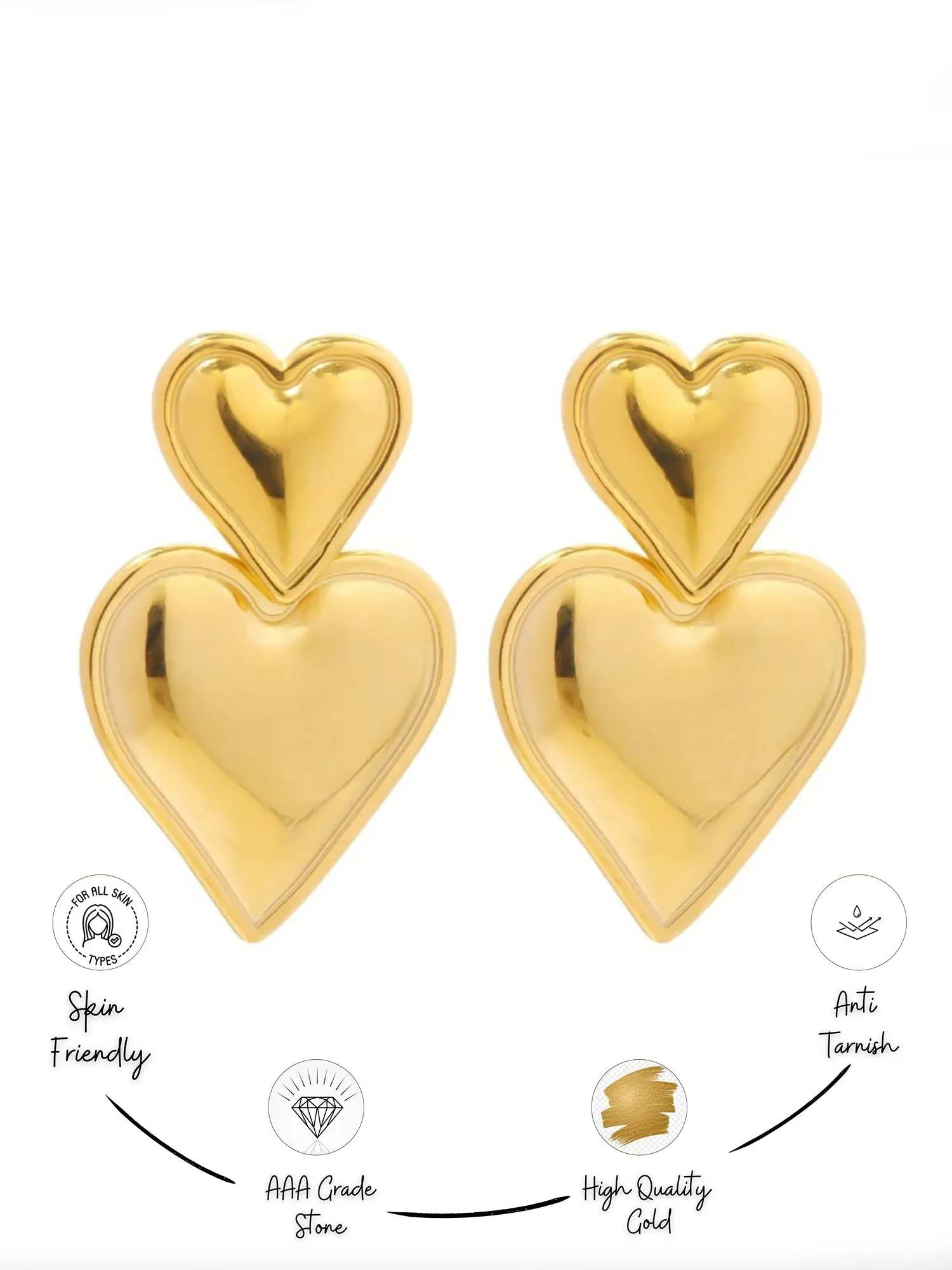 Demi-Fine Gold Plated Heart Shaped Earring
