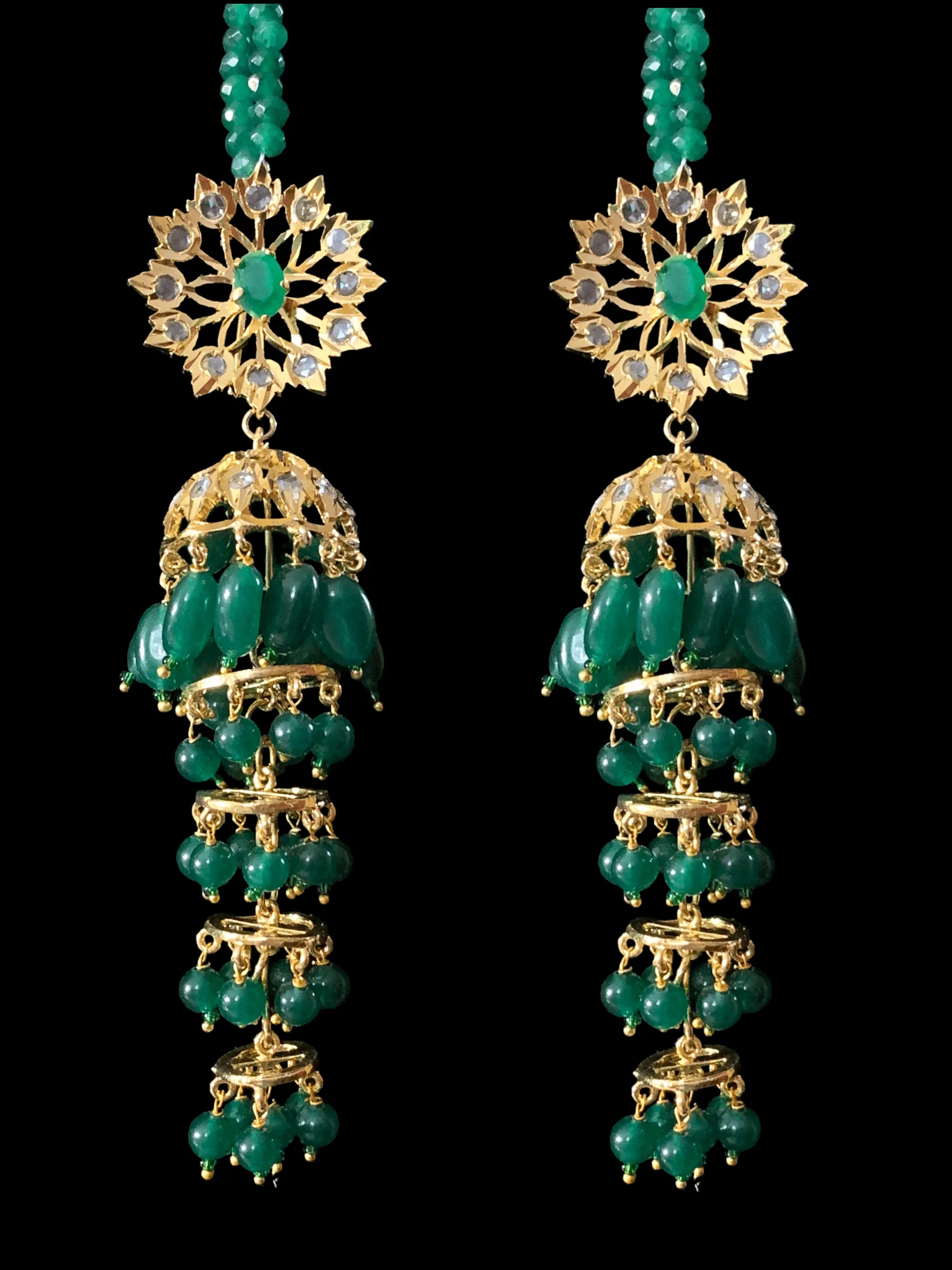 DER161 Yukti multilayer jhumka ( green ) SHIPS IN 3 WEEKS