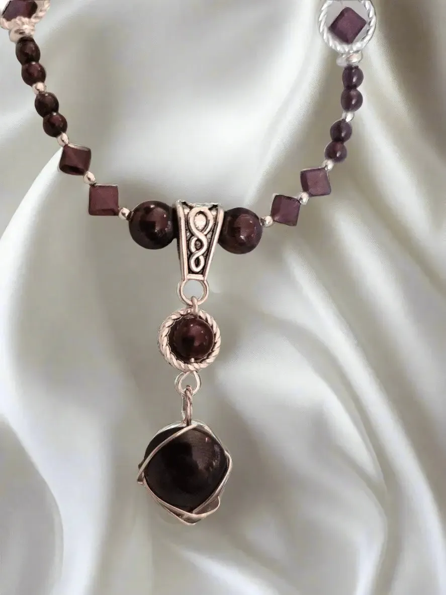 Designer 200ct AAA Almandine-Pyrope FULL GARNET Necklace -Handmade